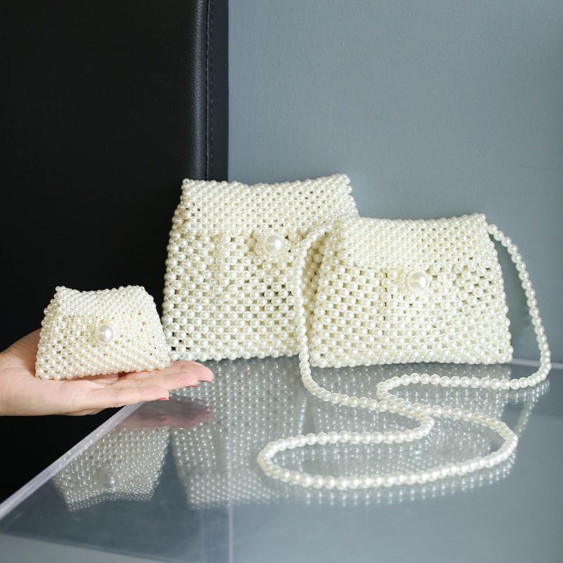 New Bright Pearl Woven Bag Evening Bag Banquet Women Bag Acrylic Clutch Crossbody One-Shoulder