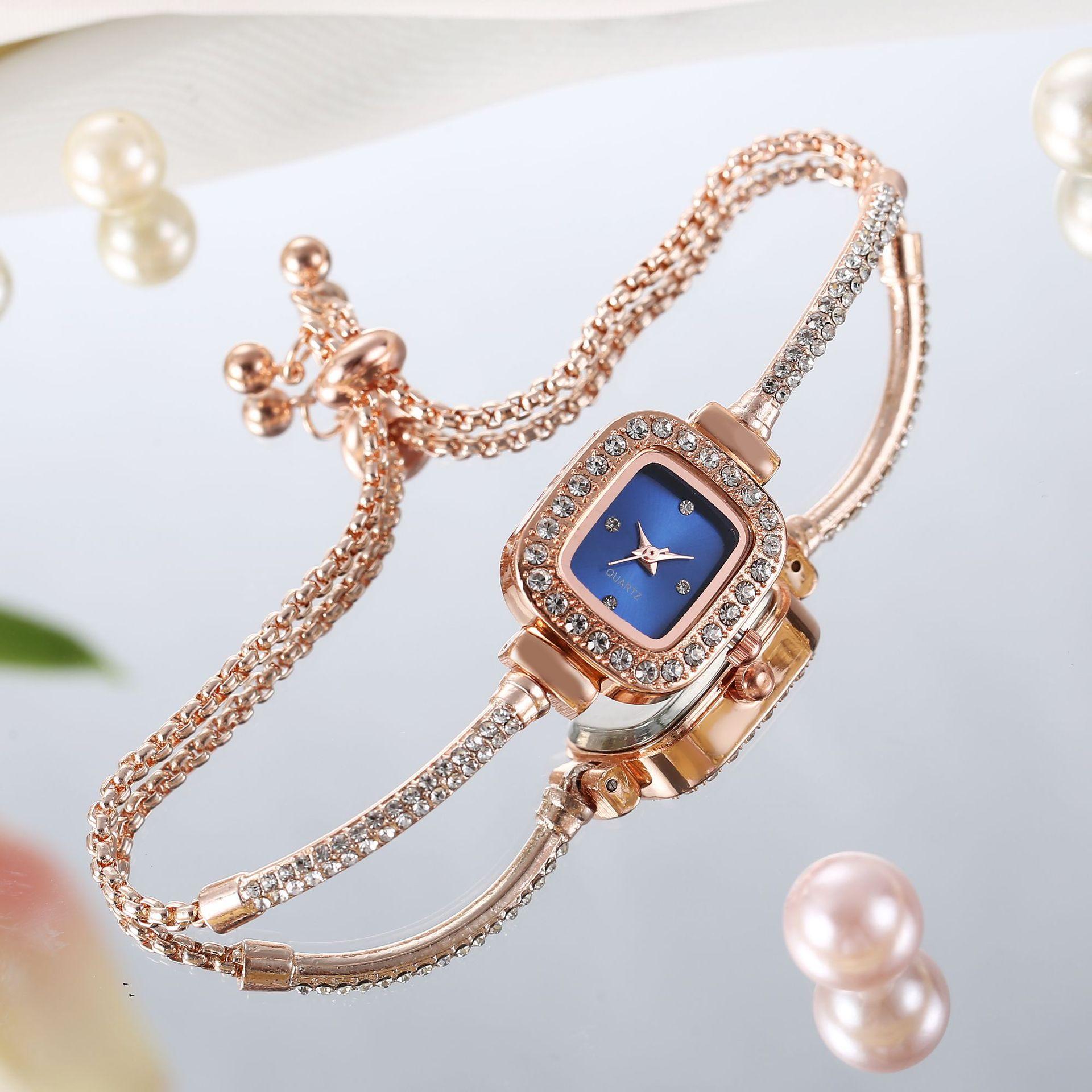 new fashion diamond square women's watch free adjustment bracelet watch women's quartz watch wholesale