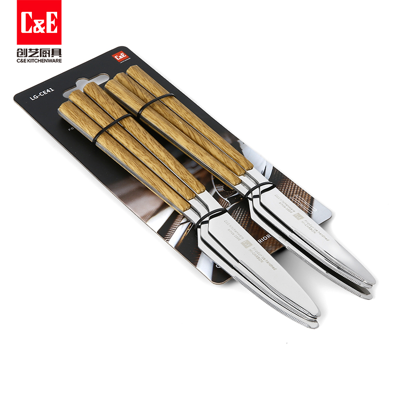 C&E Creative 6-piece Set of stainless steel, retro steak knife, dessert spoon, salad fork, restaurant, hotel, home use Application Scenario