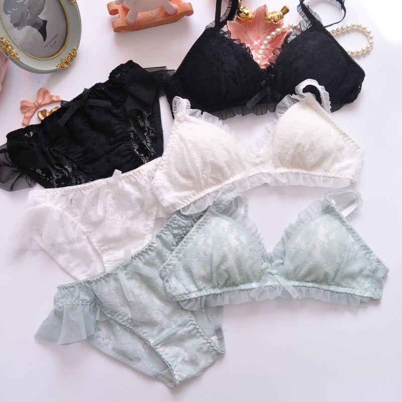 wireless thin triangle cup bikini underwear comfortable sleep bra casual girl bra set summer