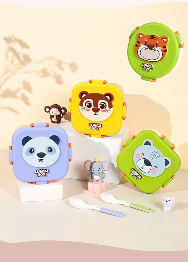 X124-XJ-8469 Cute cartoon animal lunch box, Japanese student comparttioned bento box, children's dining tableware detail image 5
