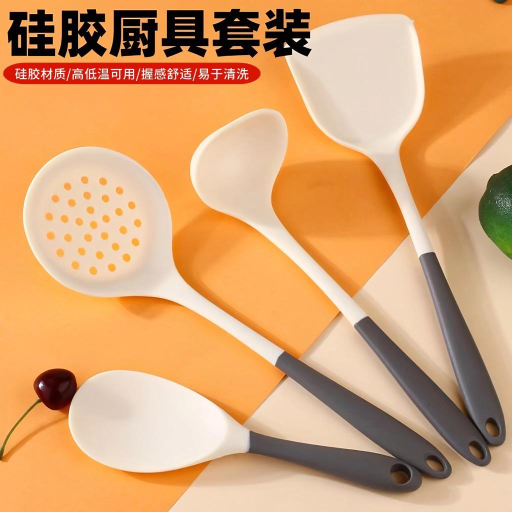 silicone shovel household kitchenware four-piece kitchen set spatula and soup spoon multifunctional cooking silicon suit silicone spatula