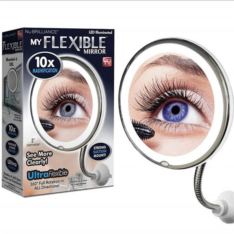 10x Magnifying LED Wall-Mounted Makeup Mirror with Light Universal 360 Degrees Folding Mirror Mflexible Mirror