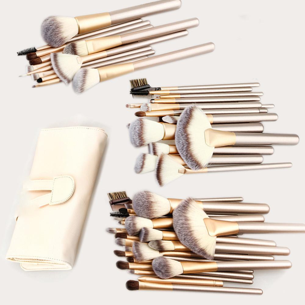 make-up artists recommend 12 pcs 18 pcs 24 pcs off-white makeup brushes set champagne color makeup brushes beauty tools