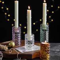 lvdian simple gem pattern candlestick glass candlestick creative dual-use candlestick candle cup household candlestick decoration