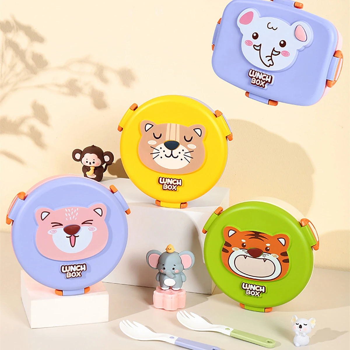 X124-XJ-8469 Cute cartoon animal lunch box, Japanese student comparttioned bento box, children's dining tableware detail image 2