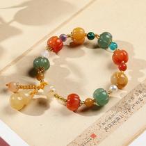 Natural Jinsi Jade Pumpkin Beads Bracelet Ladies Girlfriends Small Gift Calabash Pendent Bell Jade Bracelet