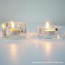 transparent square candle vessel romantic crystal glass aromatherapy candlestick candle cup wedding party gathering candlestick