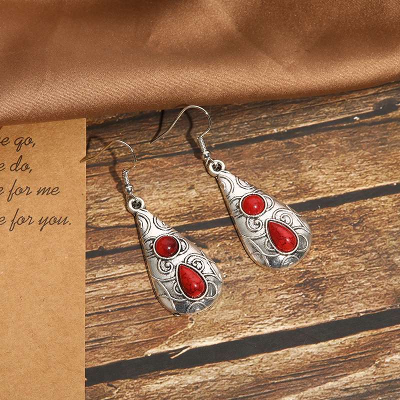 欧美复古中古风，拍照旅拍绿松石耳环耳环产品图