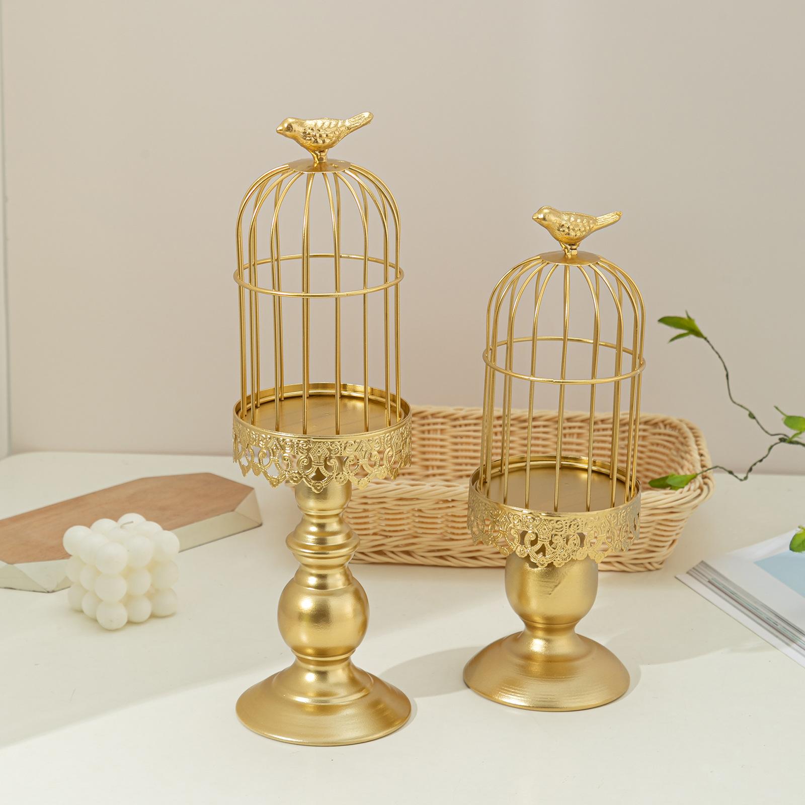 cross-border black vintage birdcage candlestick welding antique finish carved decorative metal crafts candle
