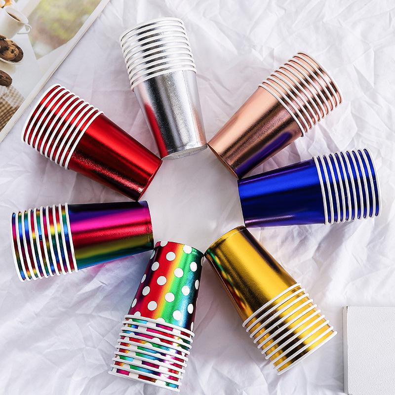 factory wholesale bronzing and silver plating paper cup 9 oz disposable silver paper cup birthday party supplies paper cup