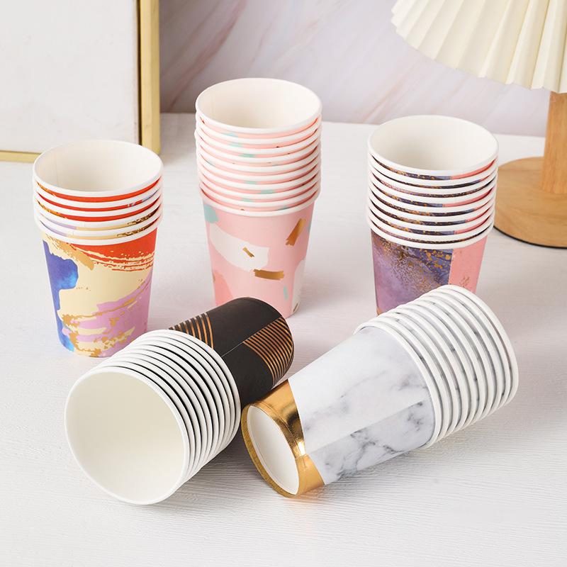 9oz european style bronzing disposable paper cup party gathering scene decorations