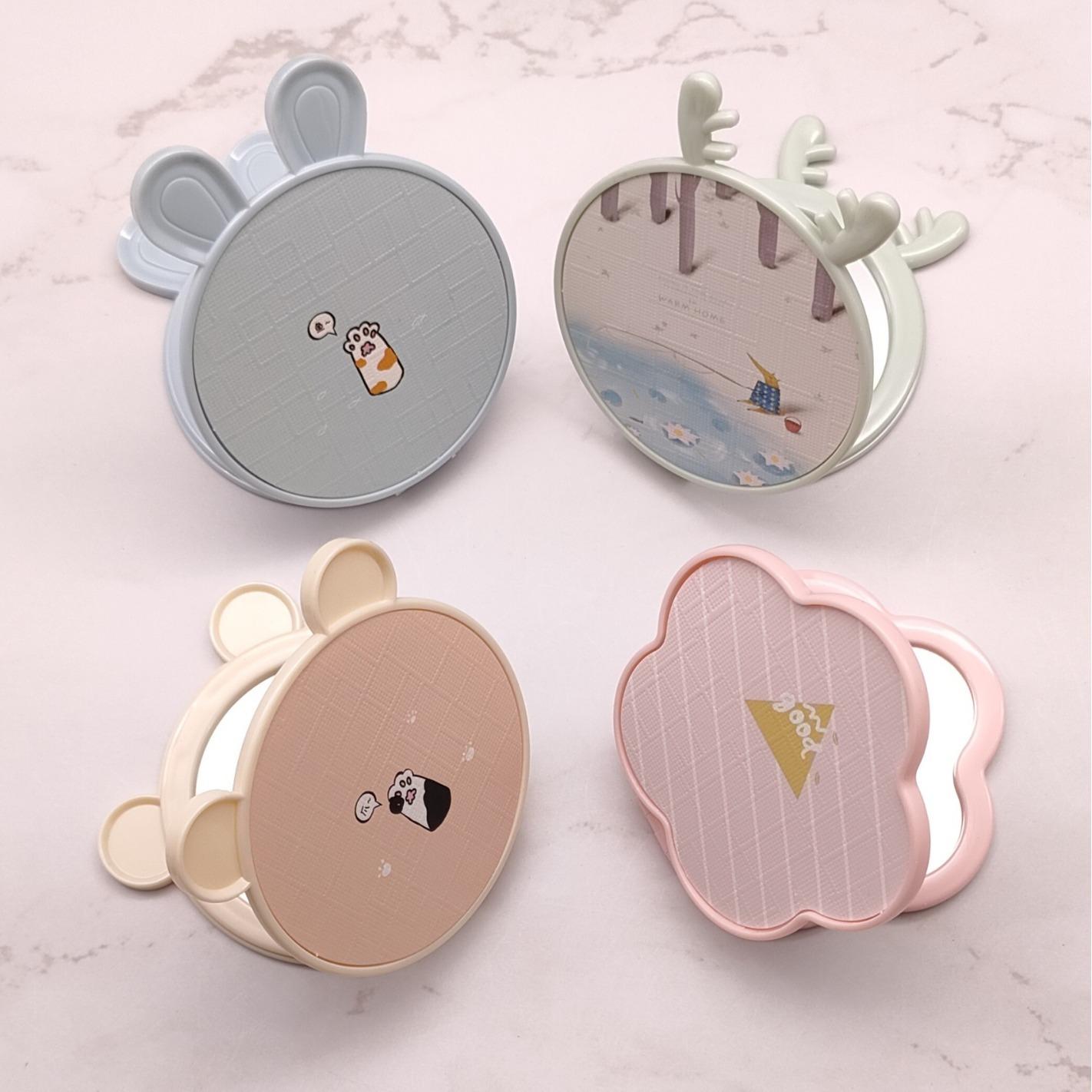 new cartoon cute shape double-sided hd makeup mirror portable portable folding mirror bag advertising