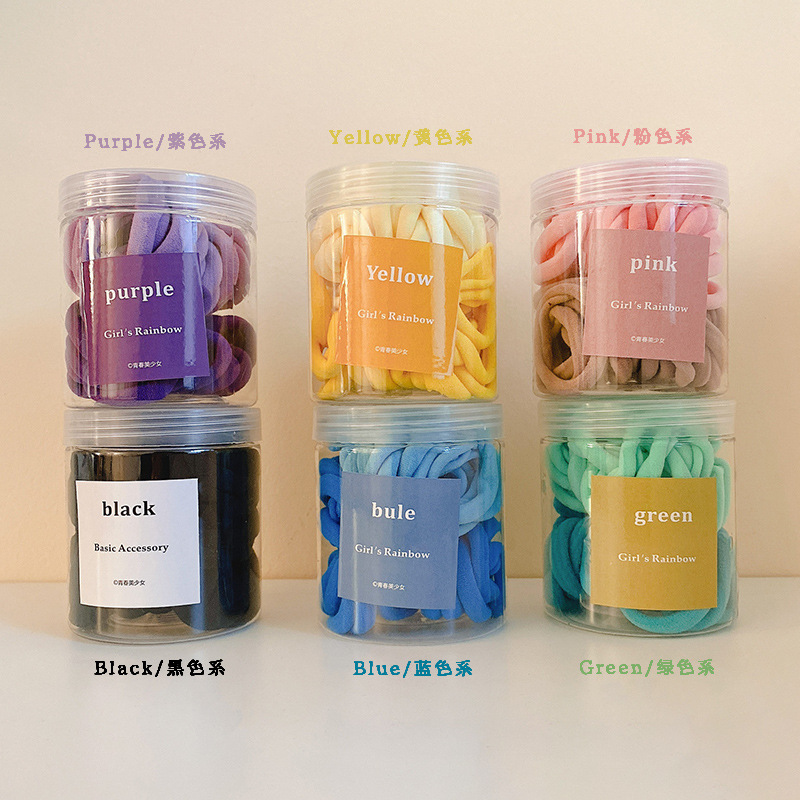 The same style of colorful hair bands as Lin Xiaozhai, candy-colored seamless hair ties, high-elasticity and durable hair ties, leather bands, hair accessories, and teenage towel bands Application Scenario