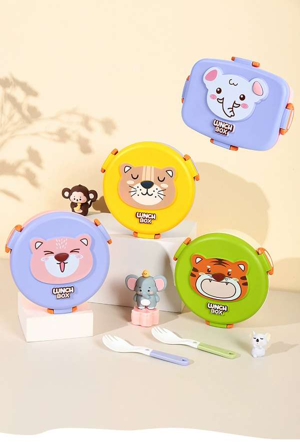 X124-XJ-8469 Cute cartoon animal lunch box, Japanese student comparttioned bento box, children's dining tableware detail image 7