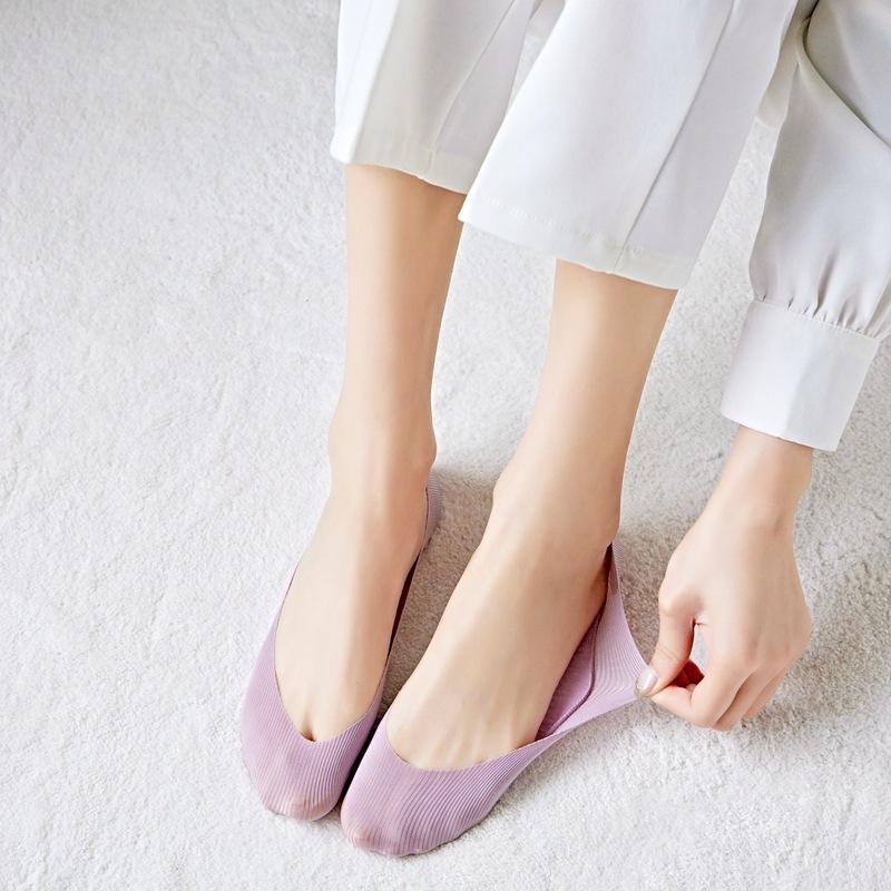 women's socks summer short low-cut vertical stripes invisible female socks arbitrary cut ice silk socks heel silicone anti-off socks