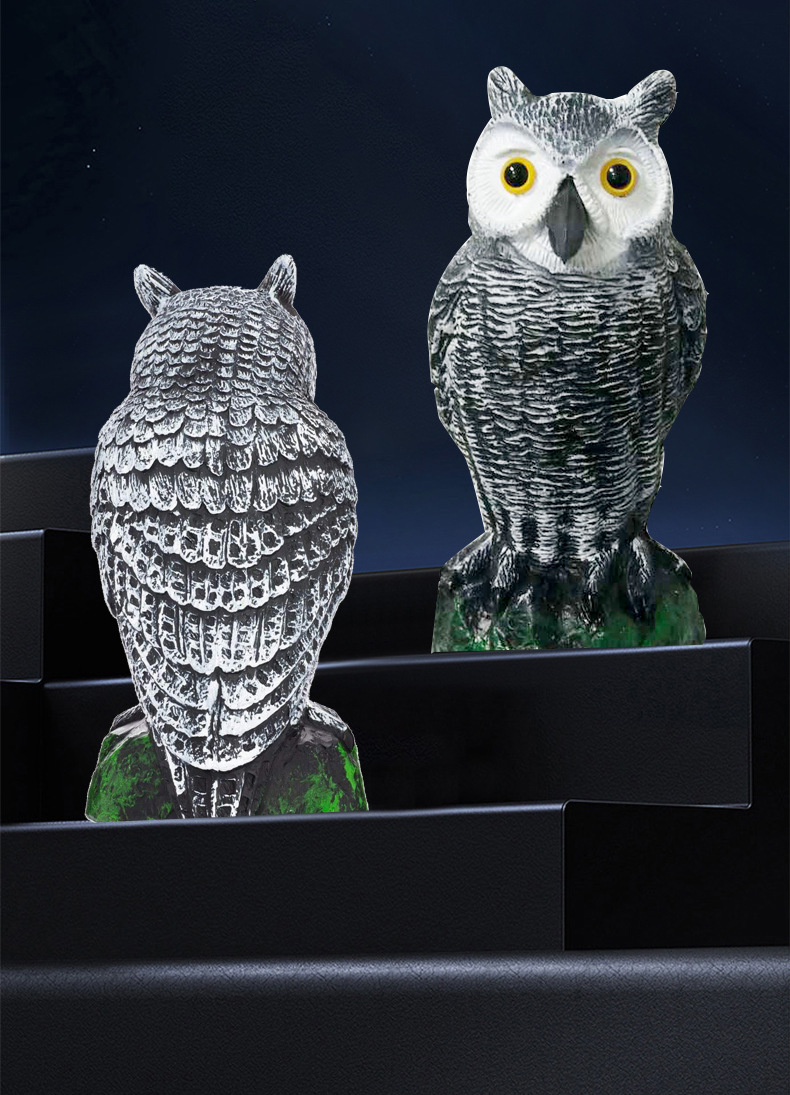 新品仿真小号猫头鹰塑料田园猫头鹰跨境万圣节吓鸟诱饵多色猫头鹰详情1