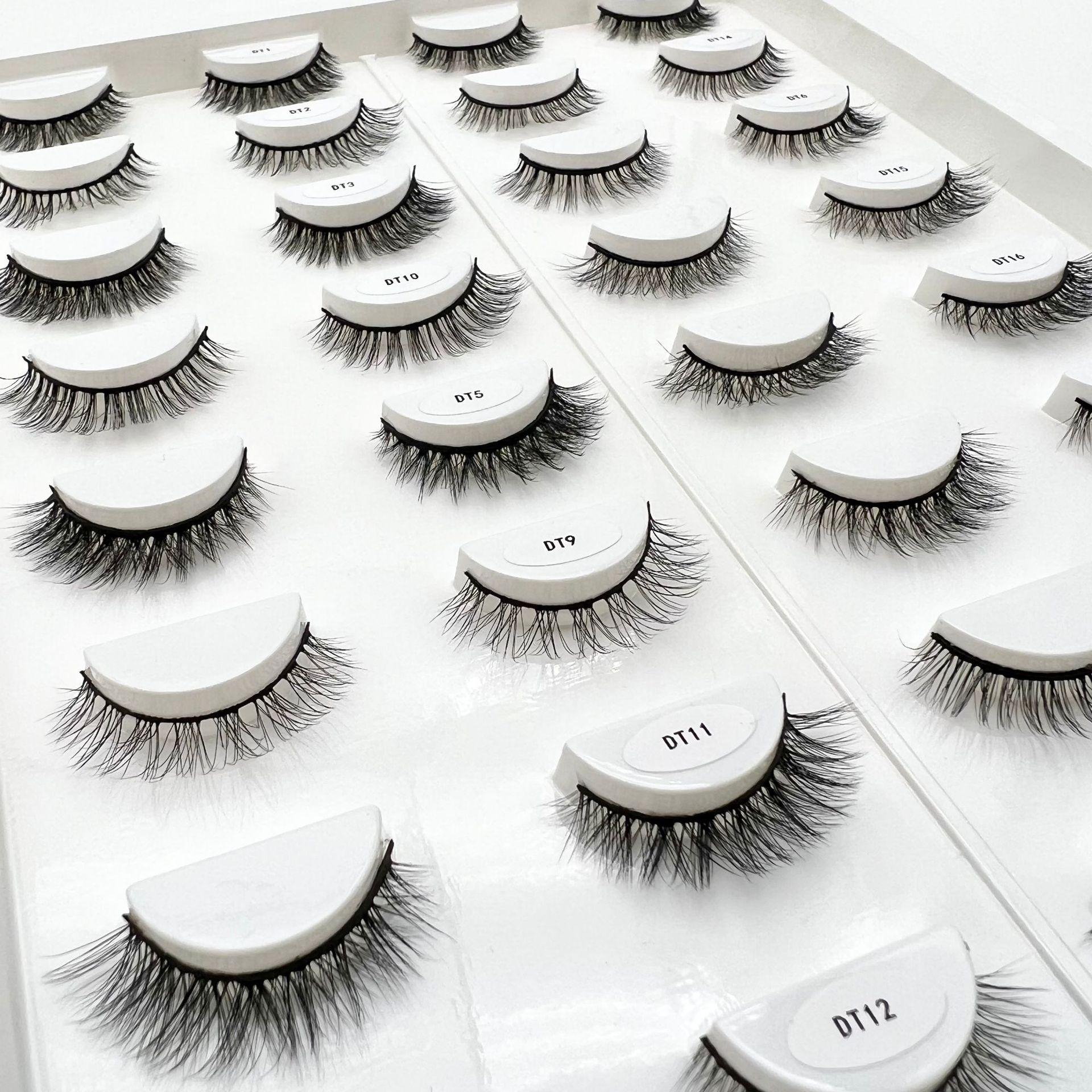 new products wholesale 10mm imitation marten eyelash european and american middle east short eyelash natural soft chemical fiber 3d false eyelashes