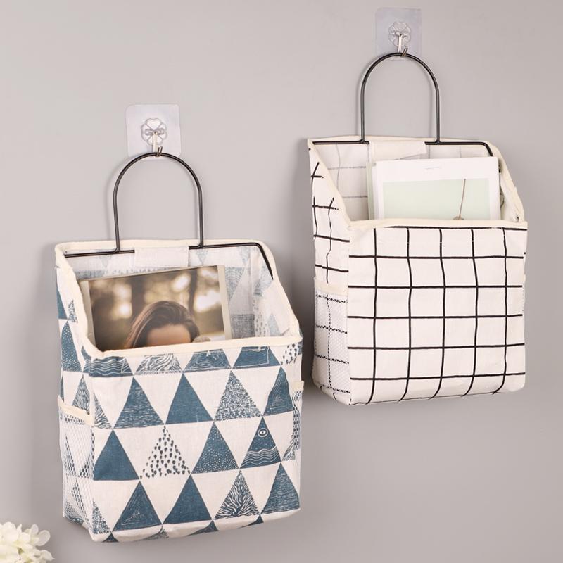 fabric storage bag wall-mounted hangable dormitory wall storage bag bathroom behind the door garment suit bag shopping bags