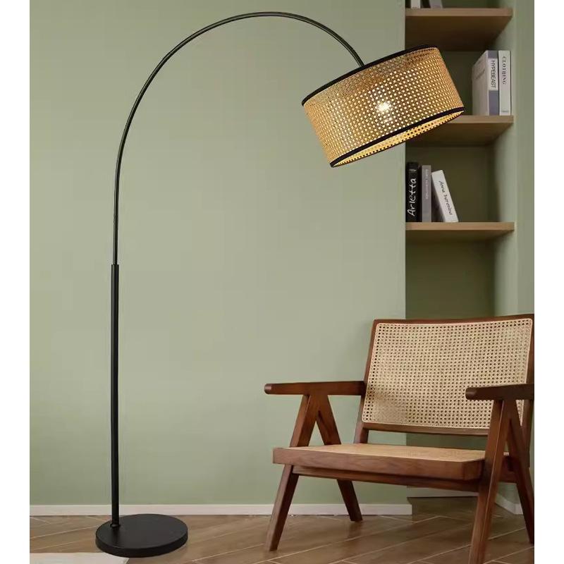 nordic simple rattan fishing floor lamp living room sofa study creative japanese style coffee table vertical table lamp
