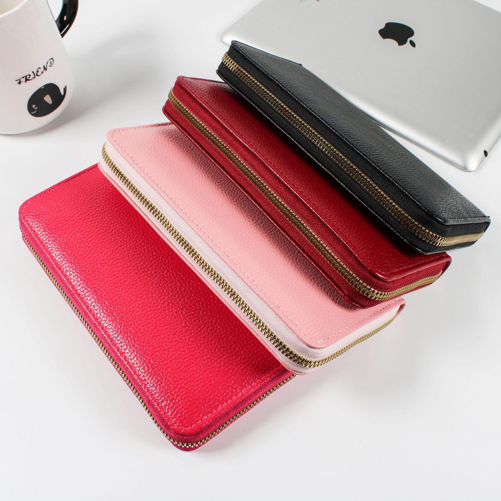 new ladies' purse classic lychee pattern zipper wallet women's handbag long women's handbag purse
