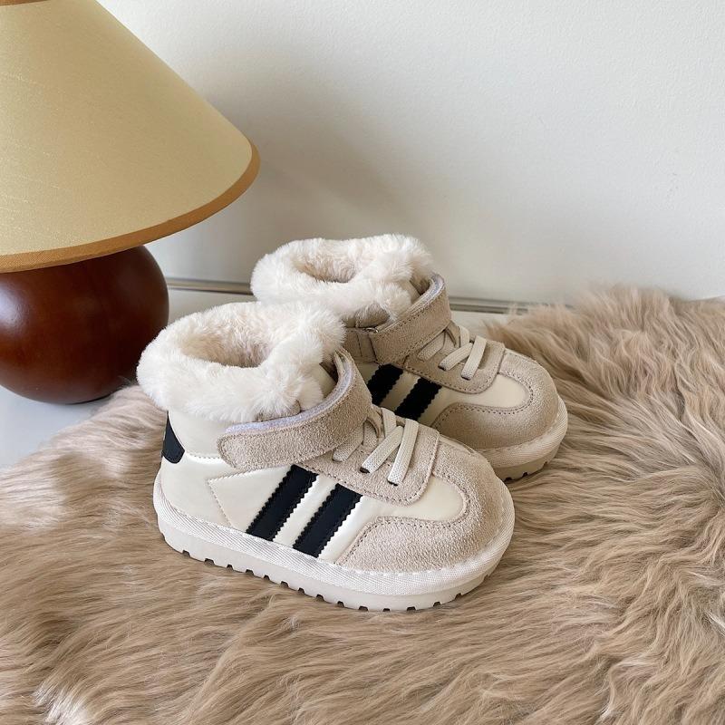 23 children's snow boots boys' fur integrated winter shoes thickened fleece-lined kid baby big cotton shoes girls' bread shoes