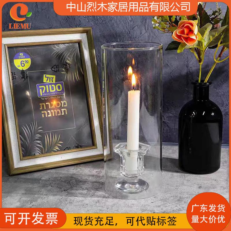 ins transparent glass candlestick candle dinner atmosphere layout photo props wedding fragrance candle glass base