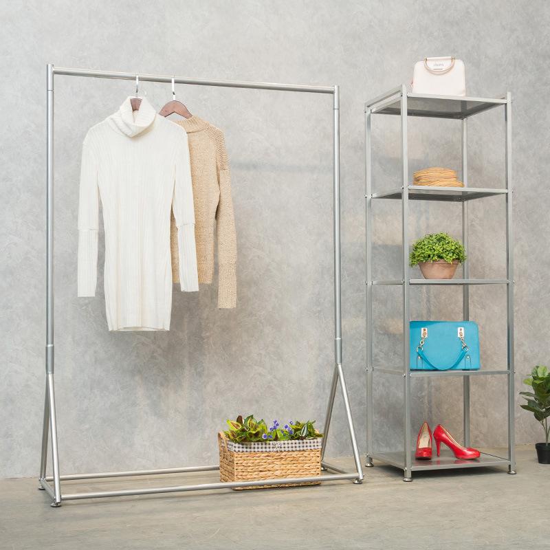 clothing store display rack hanger floor-standing combination hanger floor hanger side hanger silver shelf