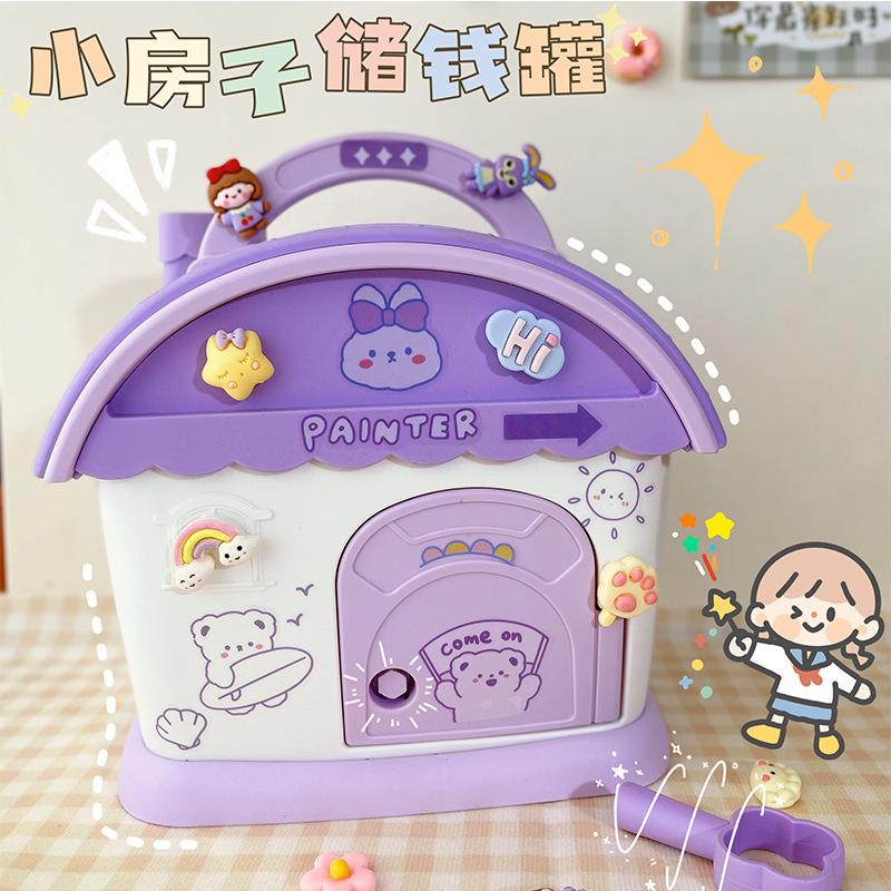 cartoon cottage coin bank children and girls creative piggy bank 2022 new removable safe box wholesale