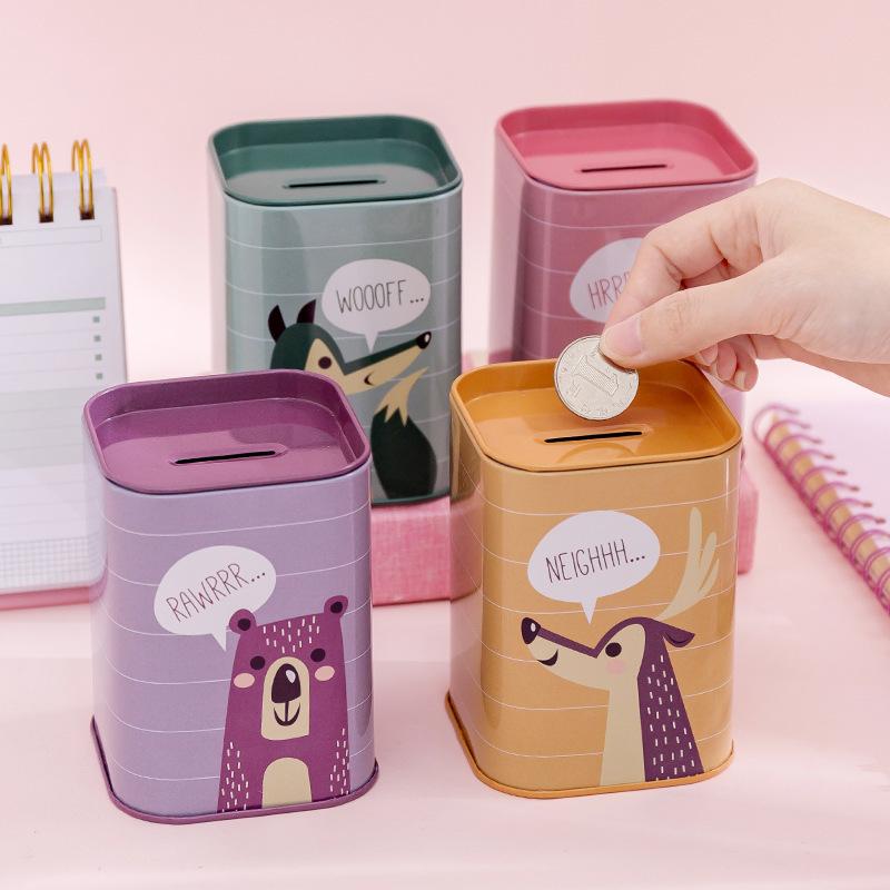 korean style square metal tinplate piggy bank british style piggy bank league of legends savings bank storage tank t