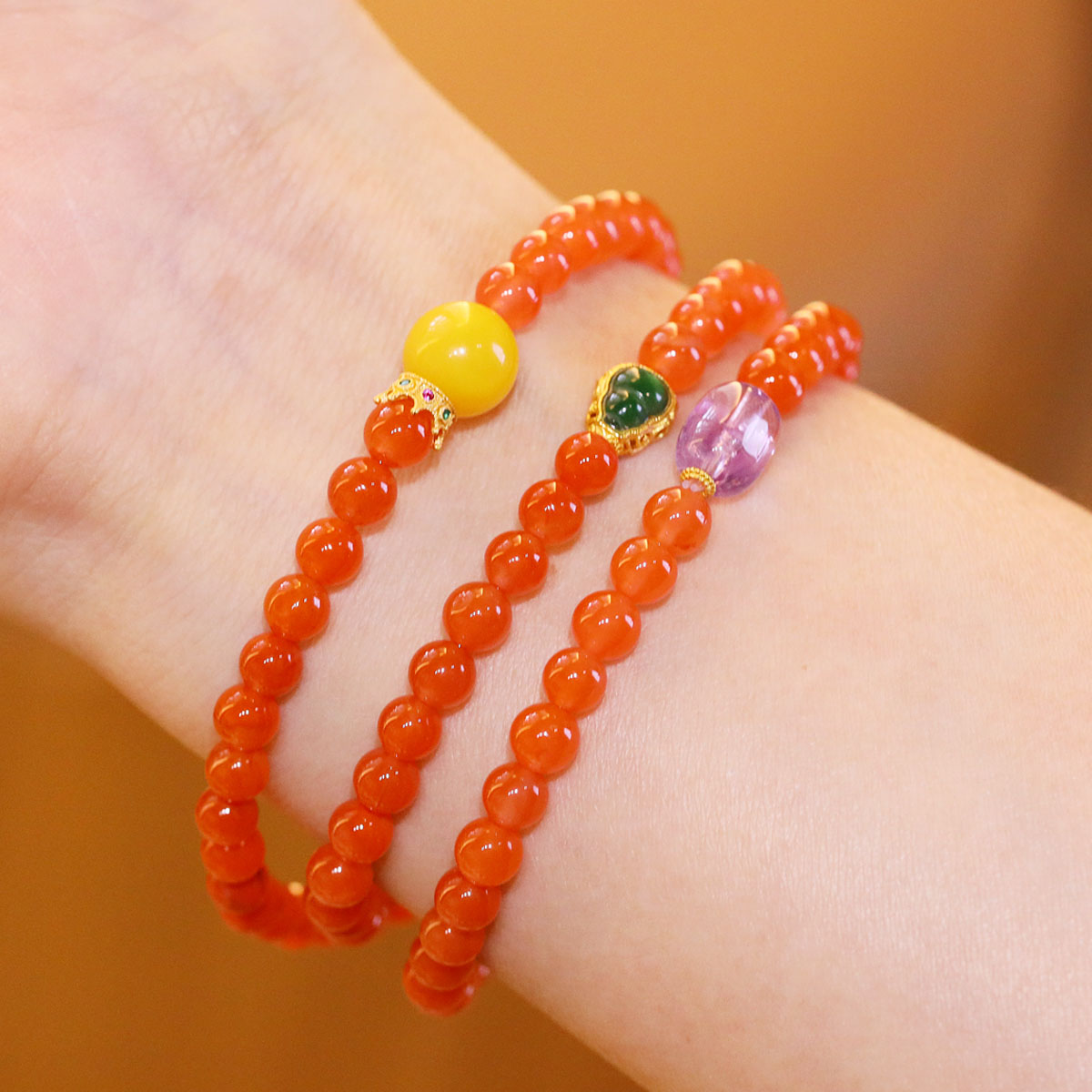 天然南红手链原创设计蜜蜡多宝南红玛瑙手串