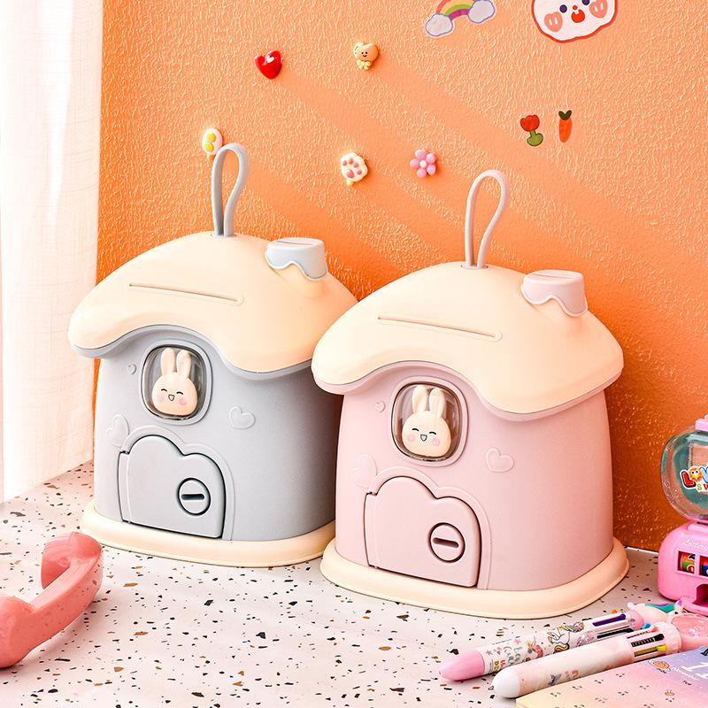 mushroom house coin bank cute bunny cute cute children creative piggy bank accessible cartoon hard paper money savings bank