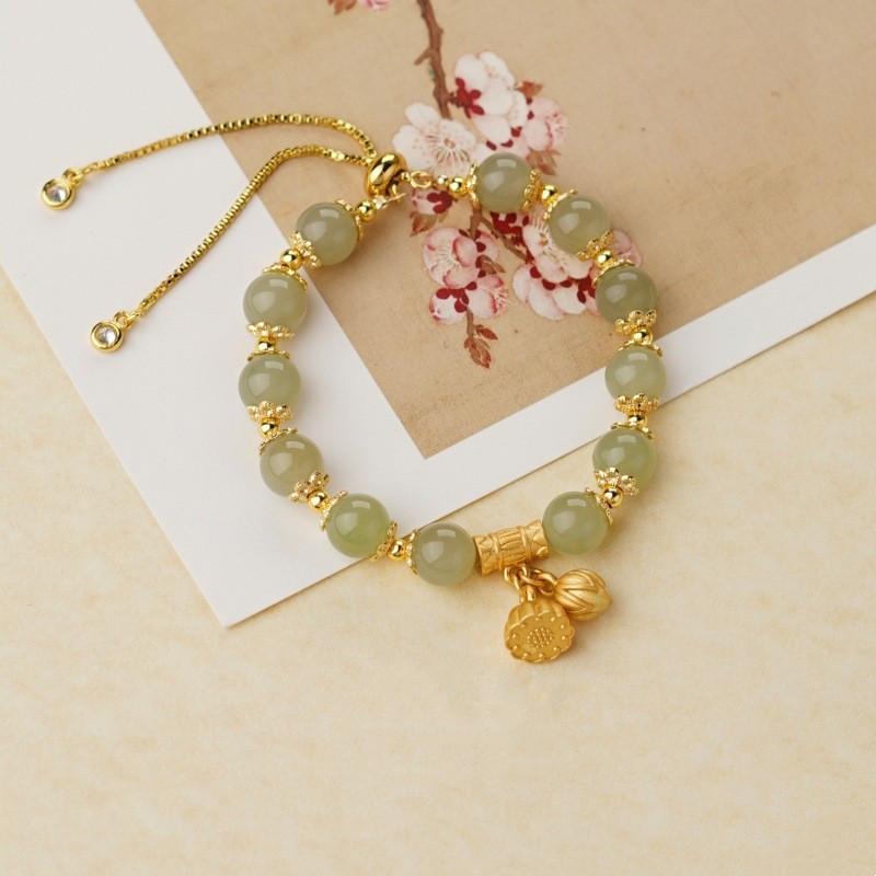 [First Thought] Two Shihuan | Natural Hetian Jade Lotus Seedpod Bracelet Boys and Girls Fashion Single Ring Jade Bracelet