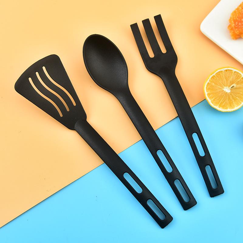 children's small nylon kitchenware 3 set of slotted turner dense spoon surface fork travel camping portable nylon kitchenware set