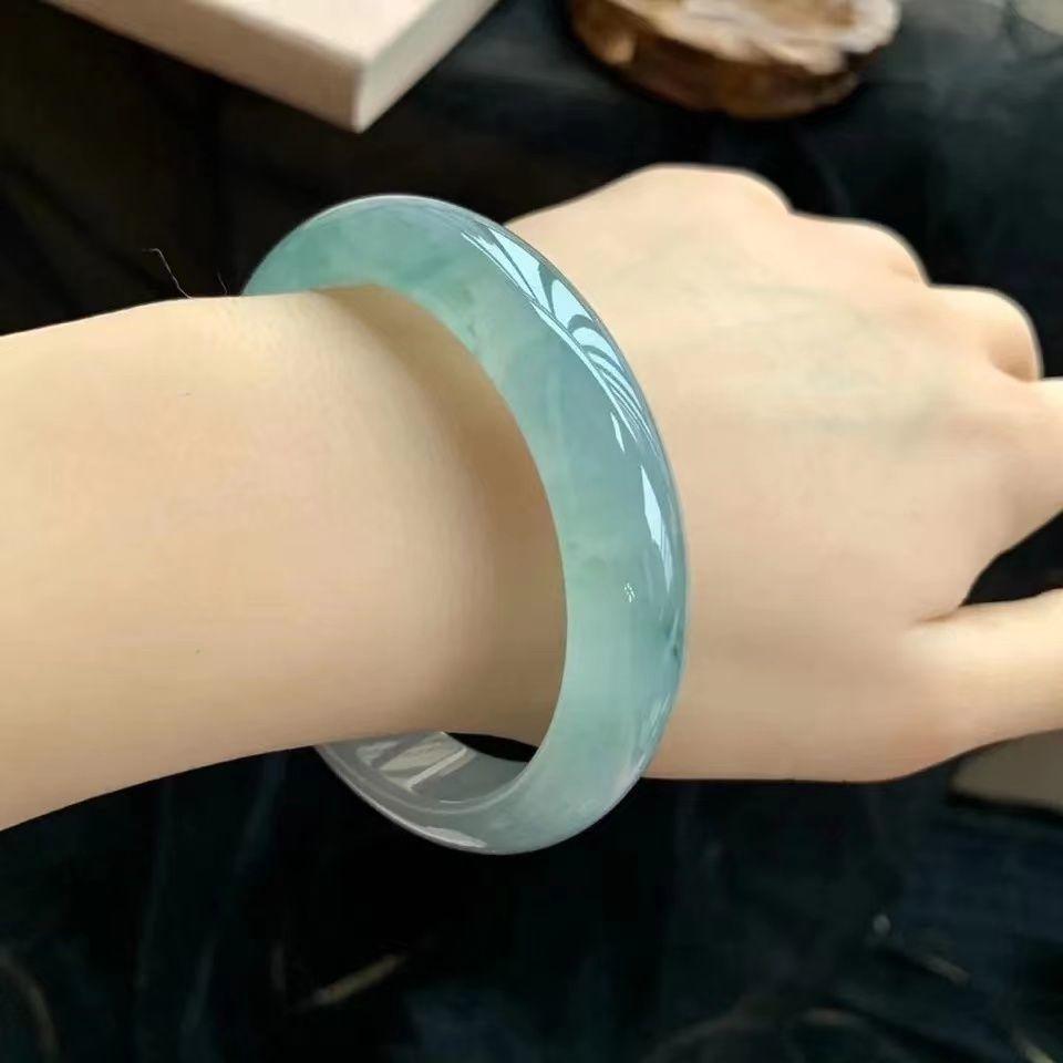 Fake Jadeite Bracelet Ice-like Blue Water Jade Bracelet Transparent High Ice Jade Bracelet Genuine with Certificate High-End
