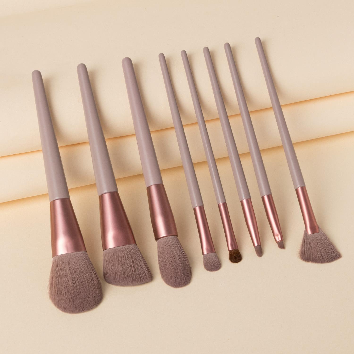 new 8 milk tea color makeup brush set soft hair loose brush foundation brush high light brush eyeshadow brush