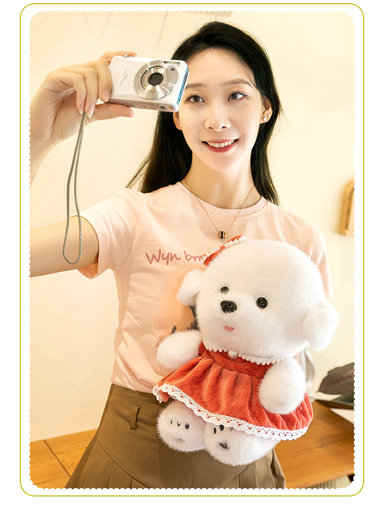 毛衣比熊犬毛绒玩具送闺蜜生日礼物领结狗狗儿童玩偶花裙娃娃批发详情9