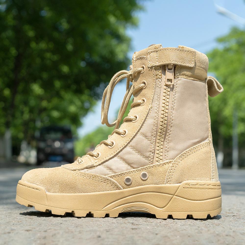 Military Fans Outdoor Shoes Boys Kids Combat Boots Summer Camp Boots Outdoor Hiking Boots Ultra Light Breathable Training Shoes