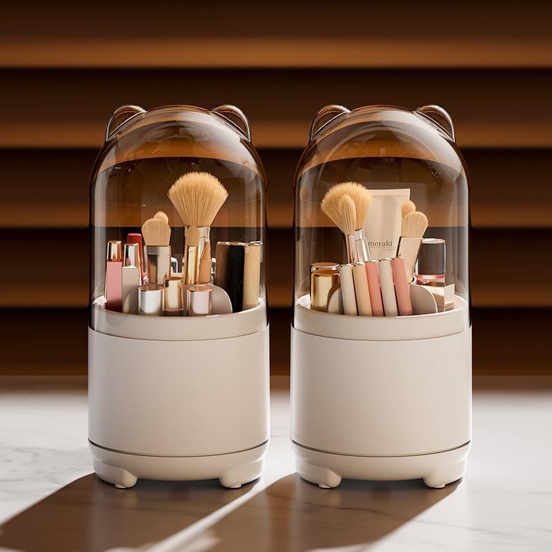transparent dustproof pen holder 360 rotating makeup brush storage box transparent dustproof pen holder eye shadow brush holder lipstick storage
