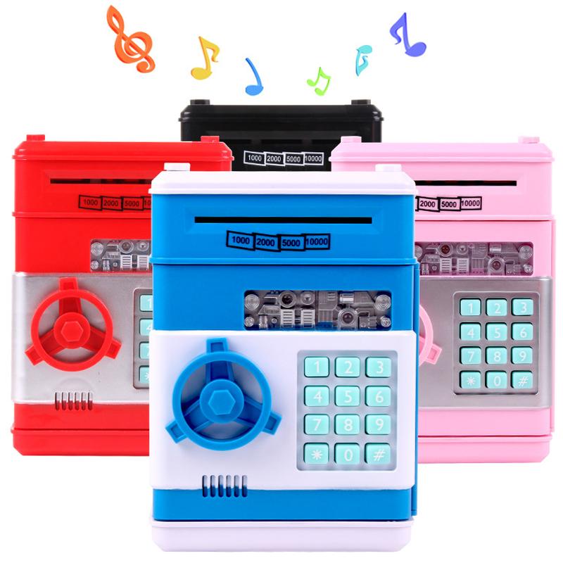children's gift toy automatic roll money cartoon classic atm machine password safe box saving box coin piggy bank