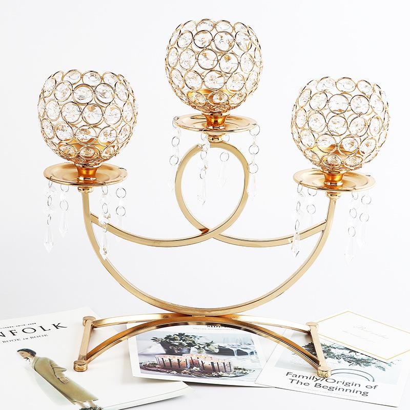 crystal candlestick iron candlestick metal candle holder wedding props electroplated gold candle cup crafts ornaments