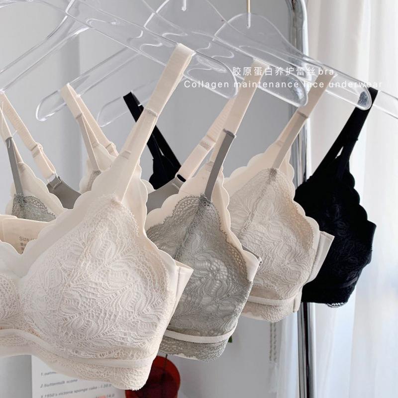 Collagen Maintenance Lace Latex Underwear Seamless Wireless Push up Push up Accessory Breast Push up Adjustable Bra for Women