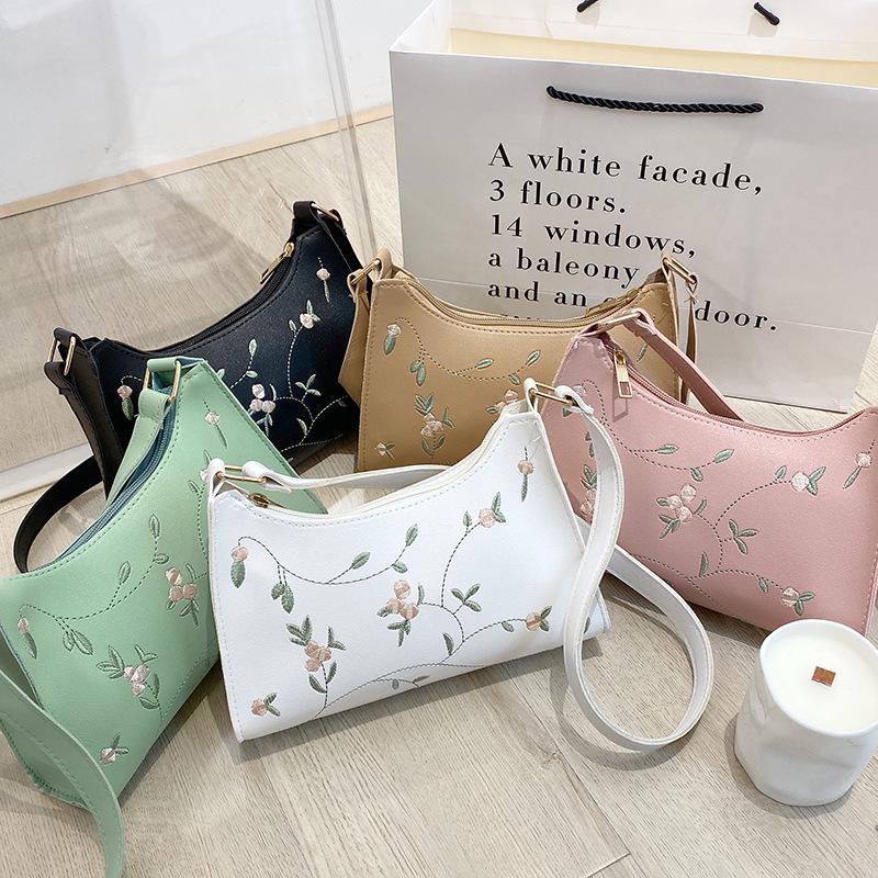 embroidery underarm bag 2022ladies handbag foreign trade women's shoulder bag fashion simple hobo underarm bag