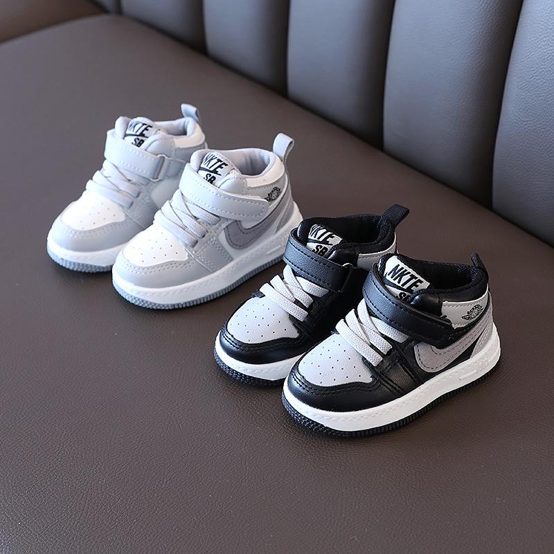 boys' mid-top sneaker 2024 spring and autumn new children's shadow gray pumps kid baby board shoes girls' shoes
