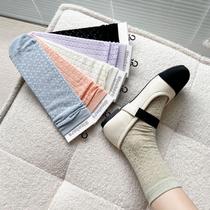 women's socks summer thin loose socks candy color hollow mesh breathable crystal card silk long socks long japanese style