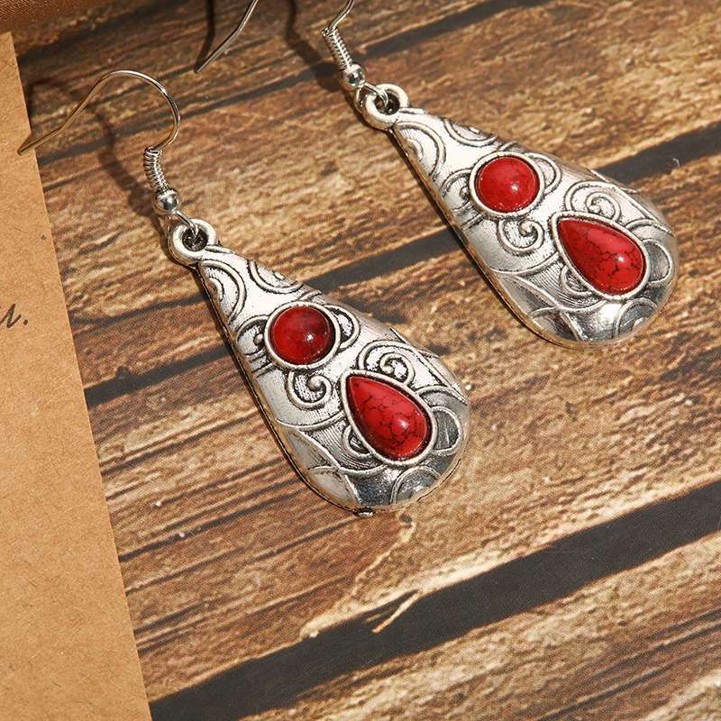 欧美复古中古风，拍照旅拍绿松石耳环耳环