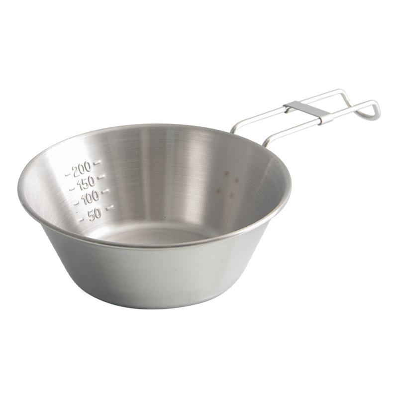 outdoor snow bowl 304 stainless steel folding bowl camping kitchenware camping tableware foldable fixed handle bowl