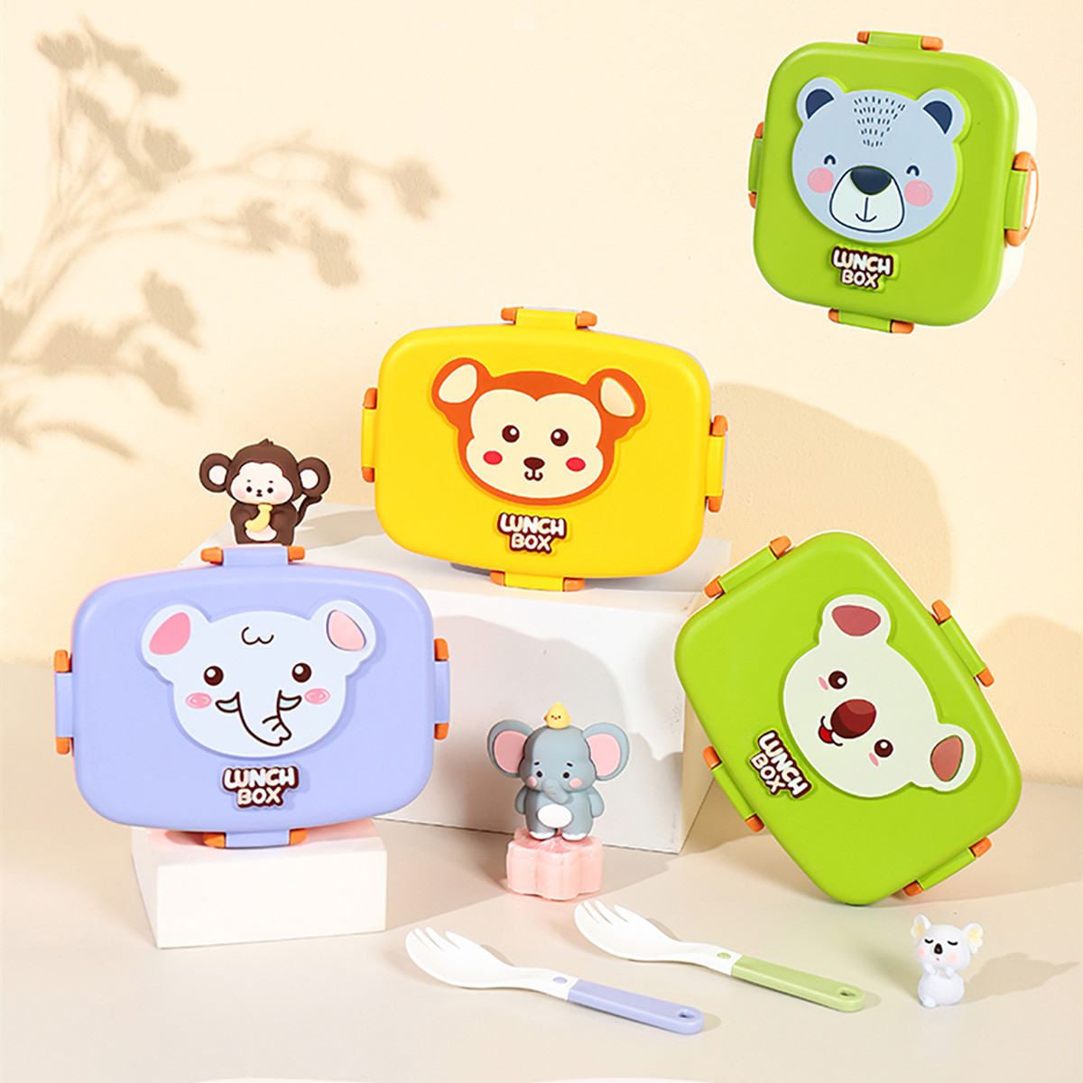 X124-XJ-8469 Cute cartoon animal lunch box, Japanese student comparttioned bento box, children's dining tableware details Picture