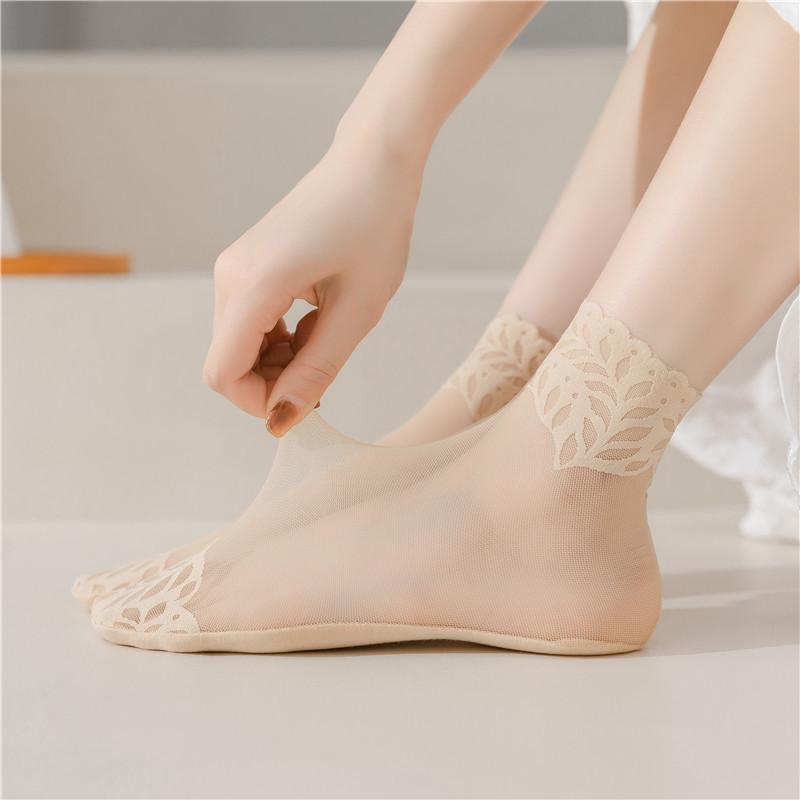 women's socks summer thin ins fashionable lace stockings socks net socks medium-thin cotton base women's low-cut liners socks