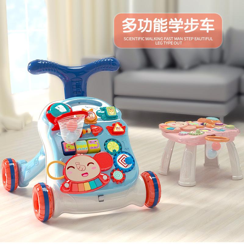 Children's Toys Baby Walker Trolley with Water Tank Anti-Rollover Variable Game Desk Set Baby Walker